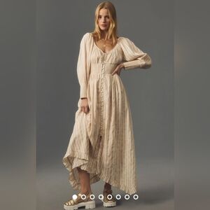 NWT Anthropologie Anthropologie Long-Sleeve Sweetheart Midi Dress Size XSPetite